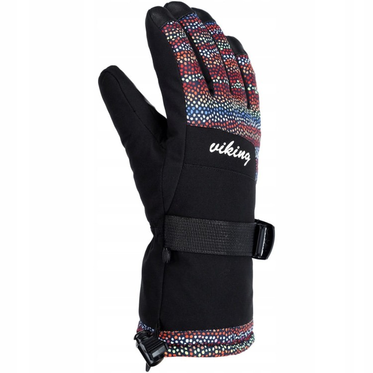Damskie rękawice narciarskie Viking TANUKA 0954 czarny/kropki r.5