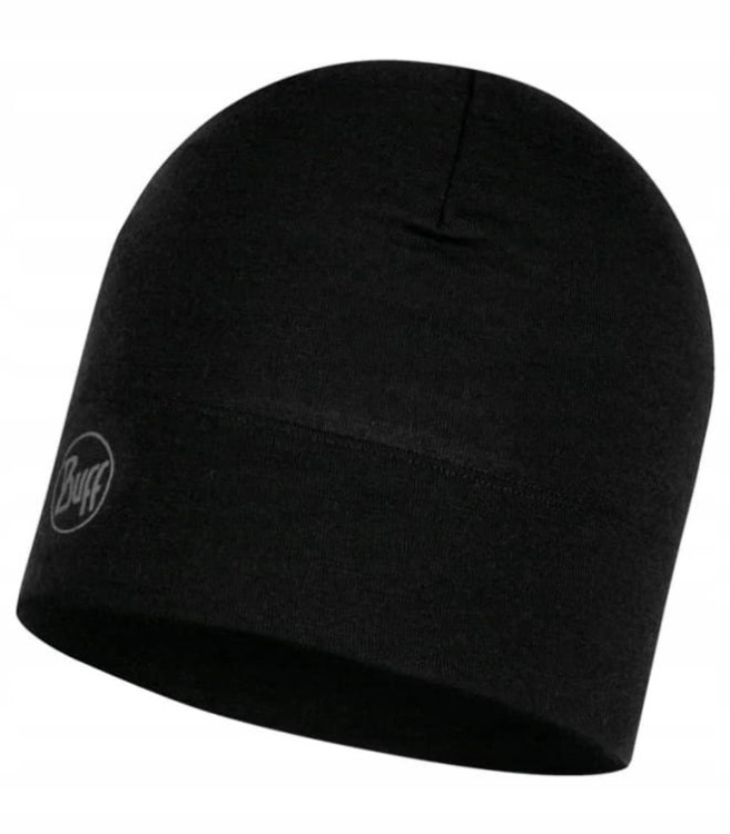 Cienka przejściowa czapka Buff MERINO MIDWEIGHT BEANIE 118006/999 czarny