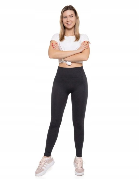 Damskie legginsy prążkowane Moraj RDL1000-020 GRAFITOWY L/XL