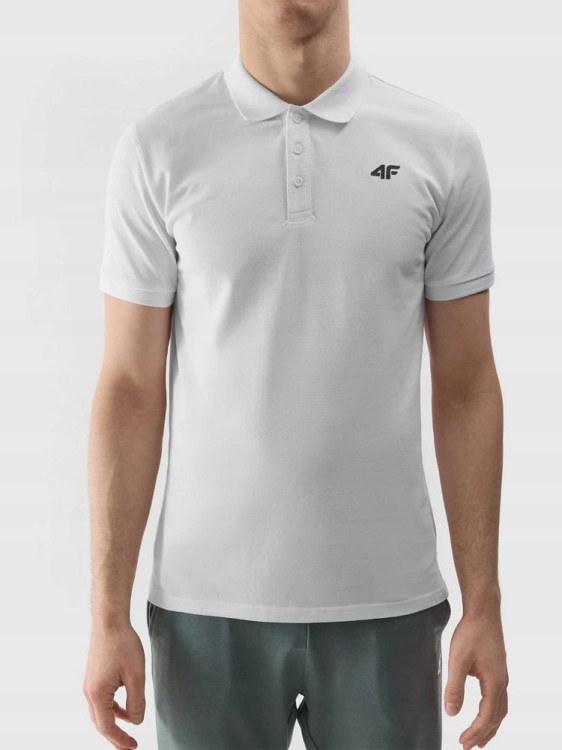 Męska koszulka polo 4F PTSM366 biały 10S XXL