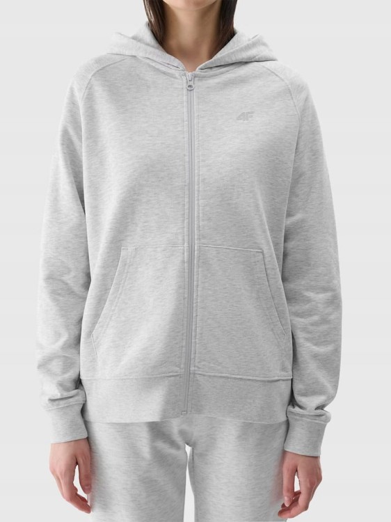 Damska bluza dresowa 4F z kapturem MM00 SWSF1763 27M jasny szary XXL