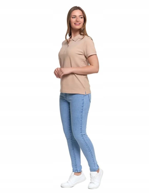 Damska bawełniana koszulka polo Moraj OTD2500-001 beżowy XL