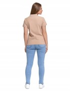 Damska bawełniana koszulka polo Moraj OTD2500-001 beżowy XL