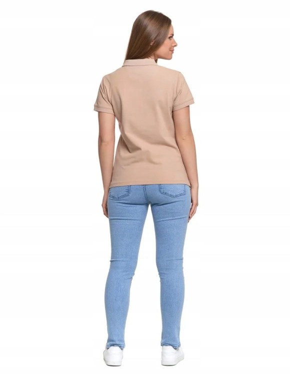 Damska bawełniana koszulka polo Moraj OTD2500-001 beżowy XL