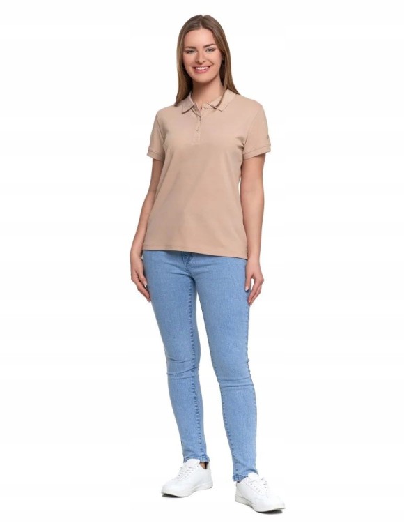 Damska bawełniana koszulka polo Moraj OTD2500-001 beżowy XL