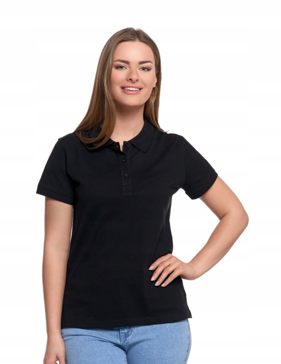 Damska bawełniana koszulka polo Moraj OTD2500-001 czarny 3XL