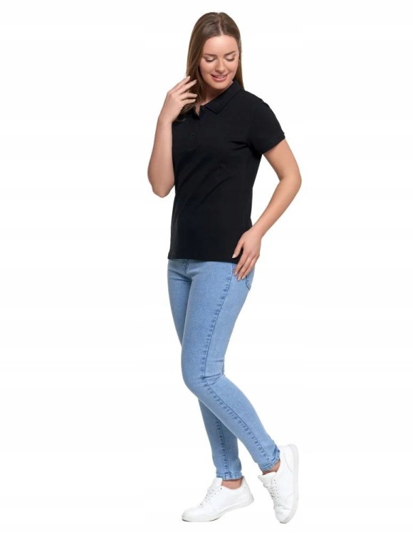 Damska bawełniana koszulka polo Moraj OTD2500-001 czarny 3XL