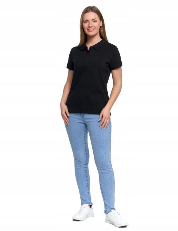 Damska bawełniana koszulka polo Moraj OTD2500-001 czarny 3XL