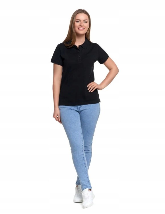 Damska bawełniana koszulka polo Moraj OTD2500-001 czarny 3XL