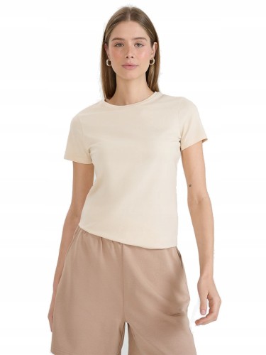 Damska koszulka bawełniana 4F TSHF2351 083S beżowy S