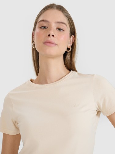 Damska koszulka bawełniana 4F TSHF2351 083S beżowy S