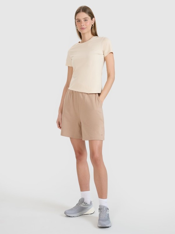 Damska koszulka bawełniana 4F TSHF2351 083S beżowy S
