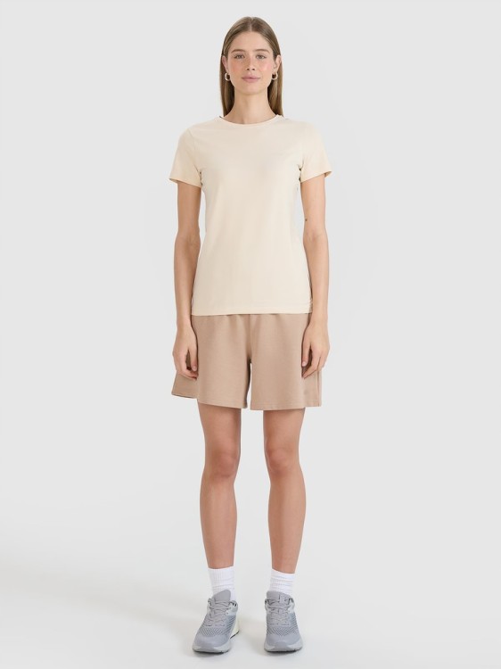 Damska koszulka bawełniana 4F TSHF2351 083S beżowy S