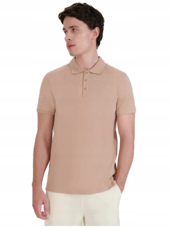 Męska koszulka polo 4F PTSM407 beżowy 83S XL