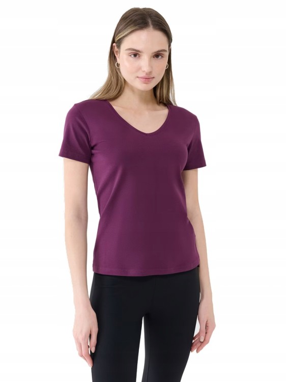 Damska koszulka bawełniana 4F TSHF1990 50S ciemny fiolet S