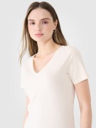 Damska koszulka bawełniana 4F TSHF1990 11S kremowy S