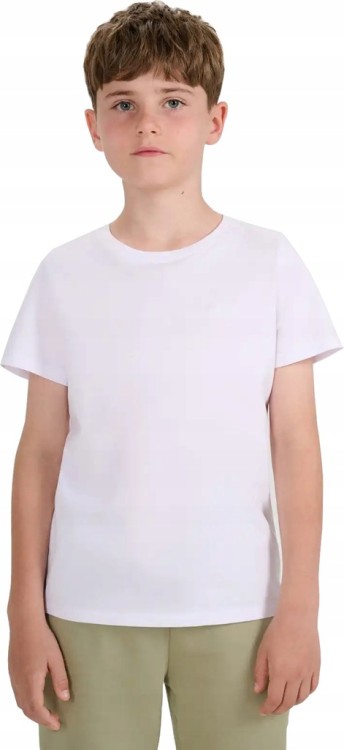 Chłopięcy T-shirt 4F bawełniana koszulka na WF TSHM2330 10S biały 152cm