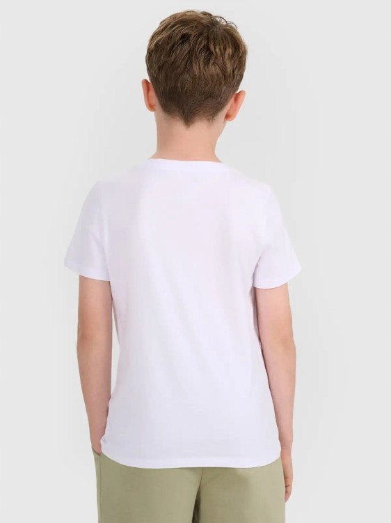 Chłopięcy T-shirt 4F bawełniana koszulka na WF TSHM2330 10S biały 152cm