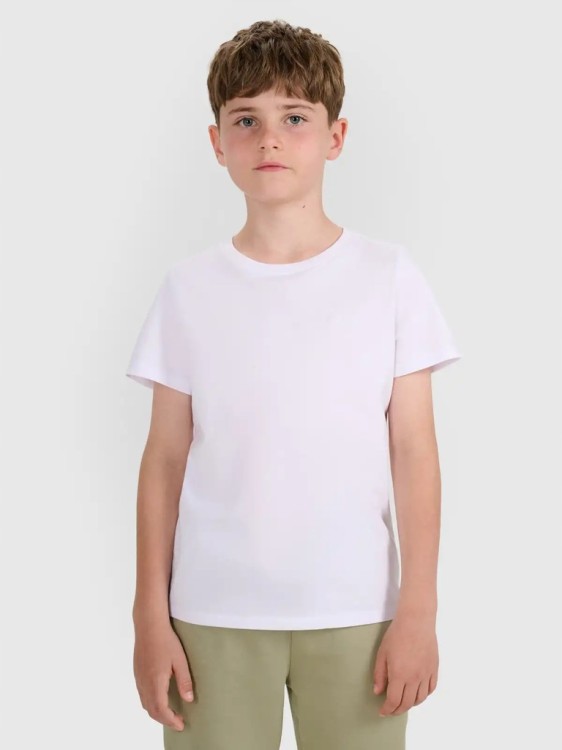 Chłopięcy T-shirt 4F bawełniana koszulka na WF TSHM2330 10S biały 152cm