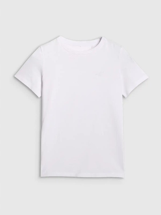 Chłopięcy T-shirt 4F bawełniana koszulka na WF TSHM2330 10S biały 152cm