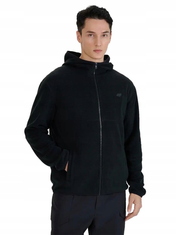 Męski polar 4F bluza polarowa z kapturem FLEM317 20S czarny