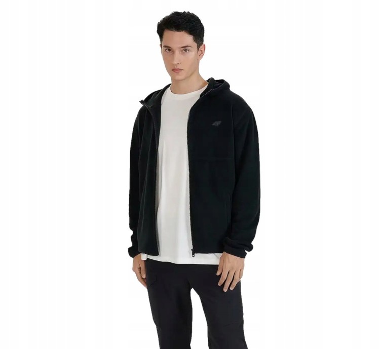 Męski polar 4F bluza polarowa z kapturem FLEM317 20S czarny