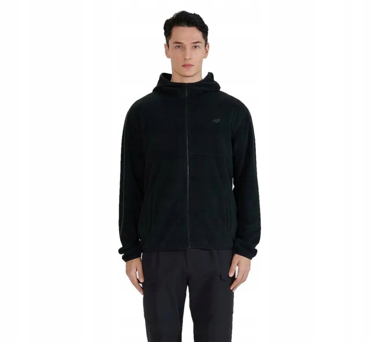 Męski polar 4F bluza polarowa z kapturem FLEM317 20S czarny