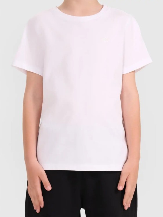 Chłopięcy T-shirt 4F bawełniana koszulka na WF TSHM2330 10S biały