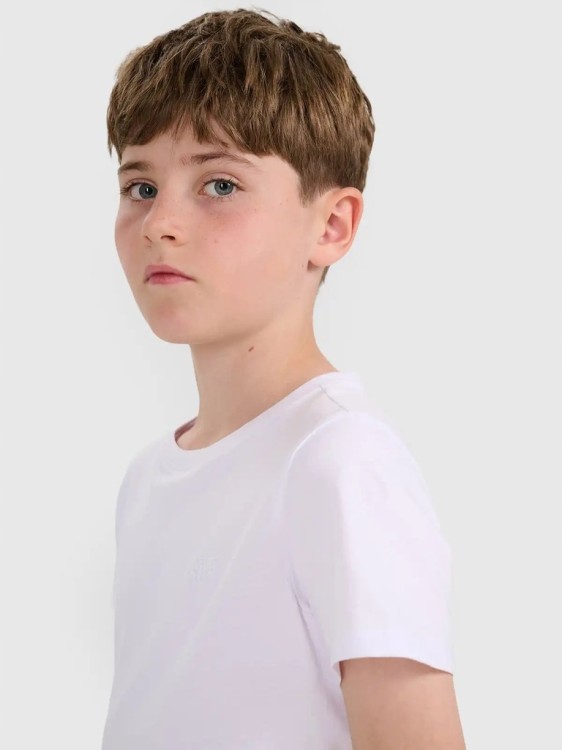 Chłopięcy T-shirt 4F bawełniana koszulka na WF TSHM2330 10S biały