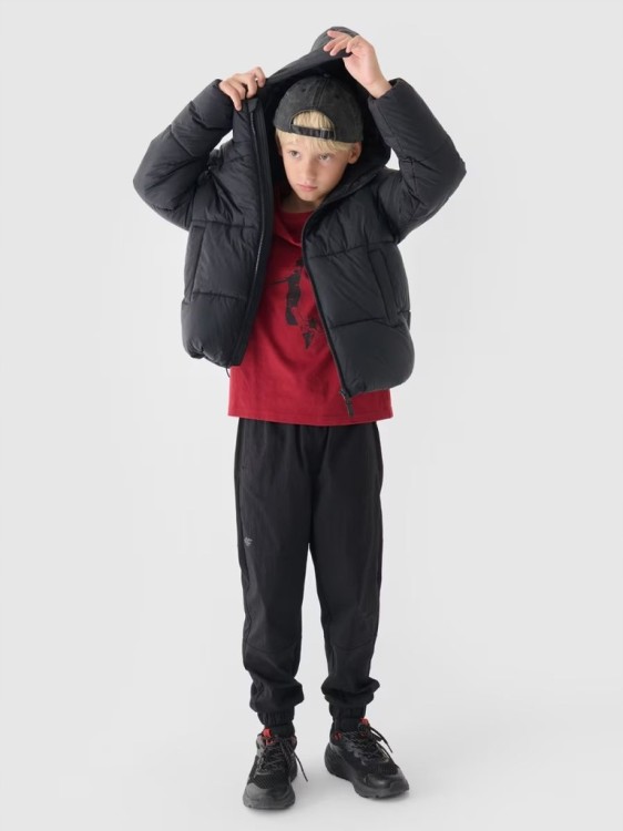 Chłopięca puchowa kurtka 4F DJAM463 20S czarny