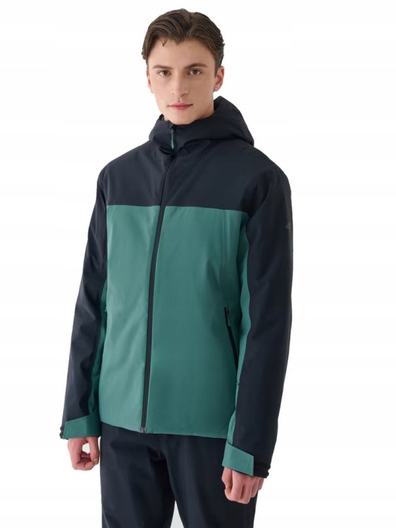 Męska kurtka narciarska 4F AW24 TJAM579 46S czarny/zielony