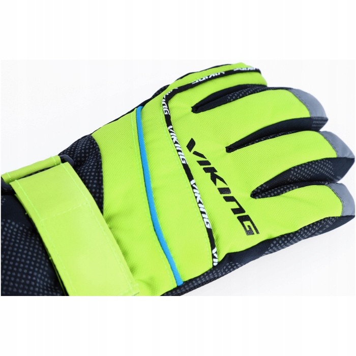 Dziecięce rękawice narciarskie Viking MATE 73 limonka r.5