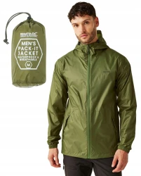 Męska przeciwdeszczowa kurtka trekkingowa Regatta PACK IT JKT III RMW281 1W3 oliwkowy