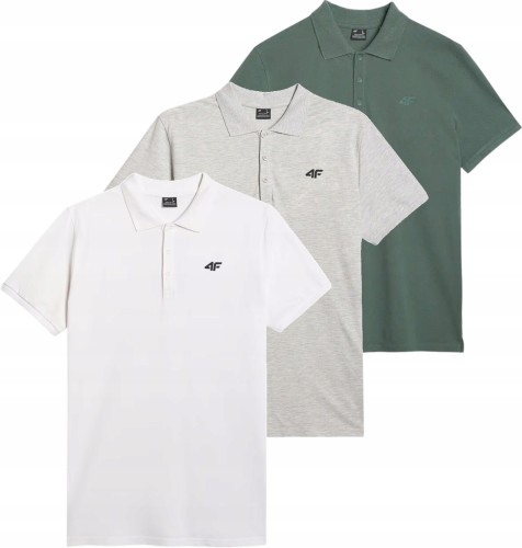 Męski komplet koszulek polo 4F polówka męska 3-pak PTSM366/555 10S+27M+41S