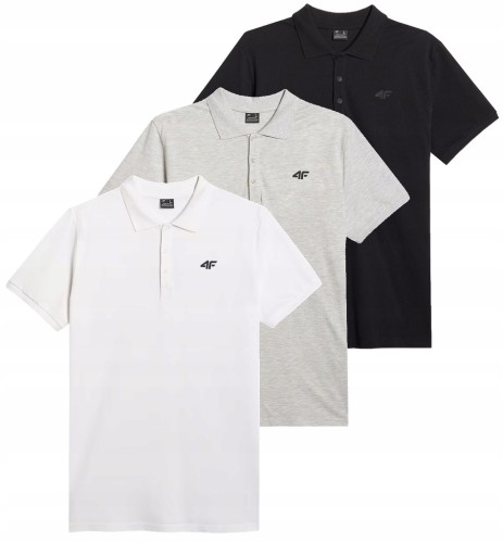 Męski komplet koszulek polo 4F polówka męska 3-pak PTSM366 10S+27M+20S
