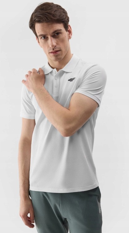 Męska koszulka polo 4F PTSM0771 10S  biały