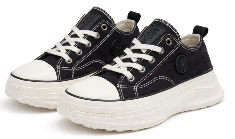 Damskie buty Big Star trampki na wysokiej podeszwie NN274125 czarny/biały