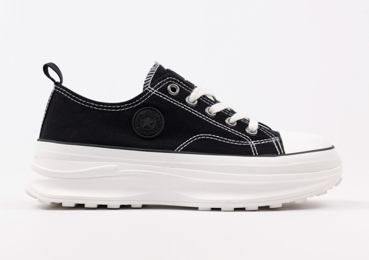 Damskie buty Big Star trampki na wysokiej podeszwie NN274125 czarny/biały