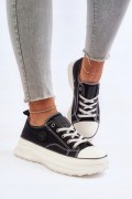 Damskie buty Big Star trampki na wysokiej podeszwie NN274125 czarny/biały
