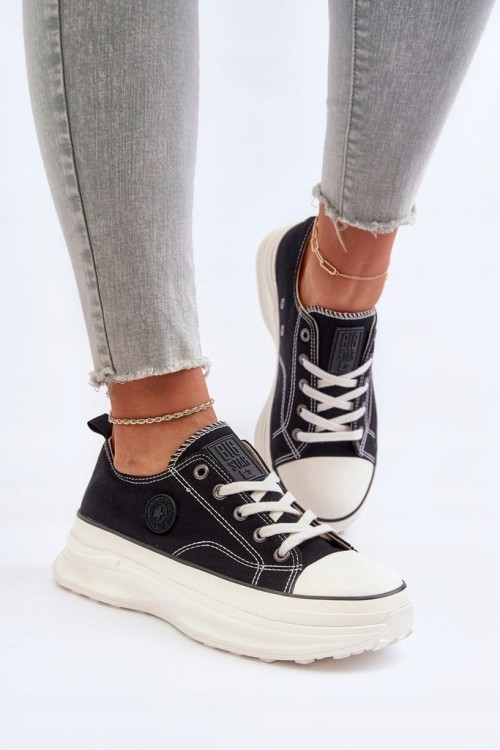 Damskie buty Big Star trampki na wysokiej podeszwie NN274125 czarny/biały