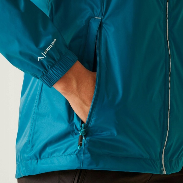 Damska kurtka przeciwdeszczowa z kapturem Regatta RWW304 C5M turkusowy