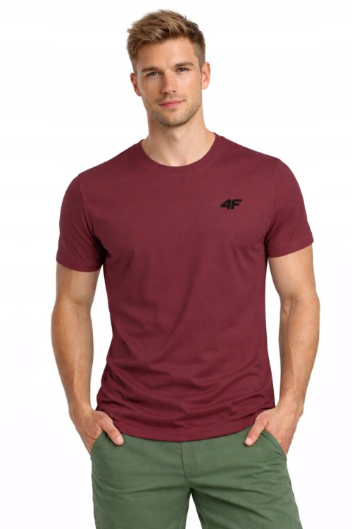 Męska koszulka 4F T-shirt bawełniany TSHM3986 60S bordowy