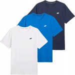 Męska koszulka zestaw 3 sztuk 4F T-shirt 3-pak TSHM3341 31S+33S+10S granatowy/niebieski/biały