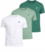 Męska koszulka zestaw 3 sztuk 4F T-shirt 3-pak TSHM3986 41S+43S+10S j.zielony/c.zielony/biały