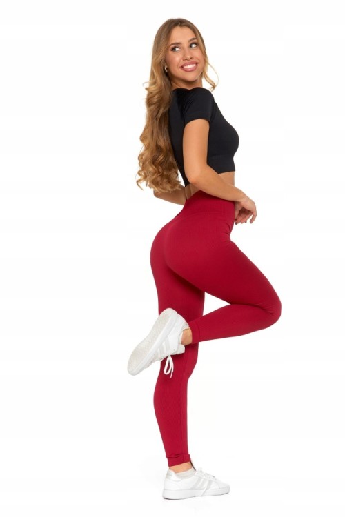 Damskie legginsy prążkowane Moraj RDL1000-020 czerwony