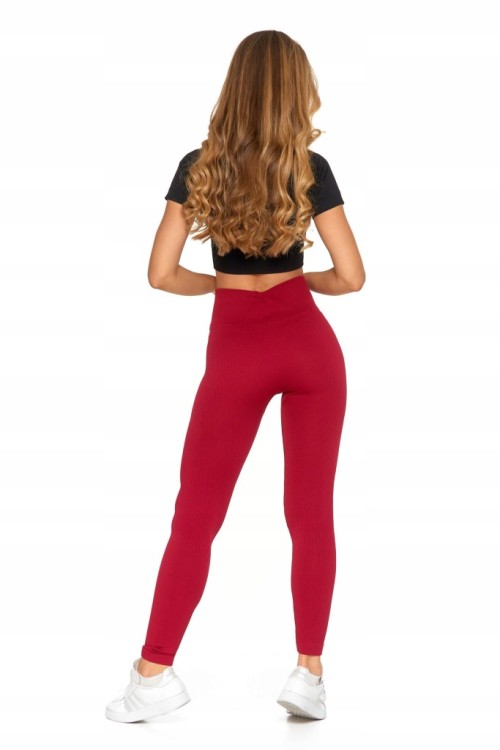 Damskie legginsy prążkowane Moraj RDL1000-020 czerwony