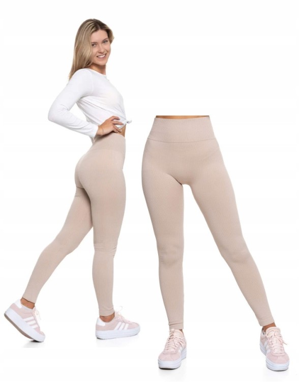 Damskie legginsy prążkowane Moraj RDL1000-020 beżowy