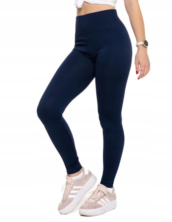 Damskie legginsy prążkowane Moraj RDL1000-020 granatowy