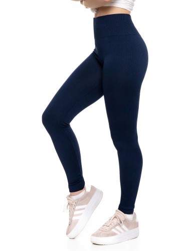 Damskie legginsy prążkowane Moraj RDL1000-020 granatowy