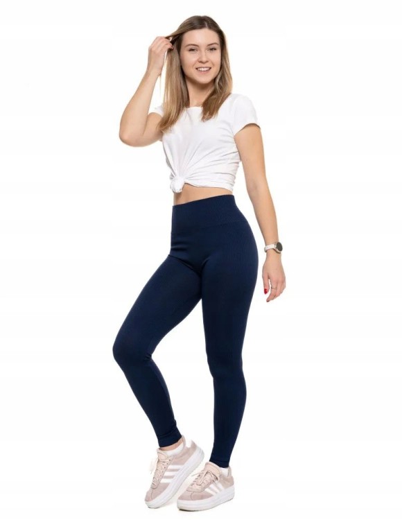 Damskie legginsy prążkowane Moraj RDL1000-020 granatowy